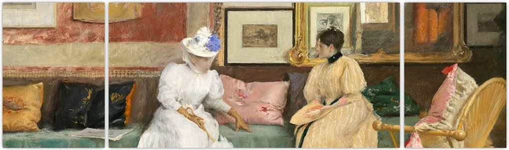 Obraz - William Merritt Chase, A Friendly Call, reprodukcje (170x50 cm)