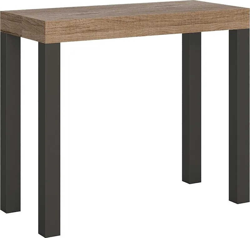 Konsola rozkładana 90x40/196 cm Everyday Small Dąb naturalny rama w kolorze Antracytu