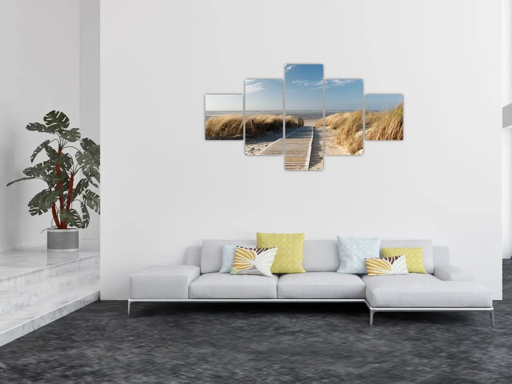 Obraz - Piaszczysta plaża na wyspie Langeoog, Niemcy (125x70 cm)