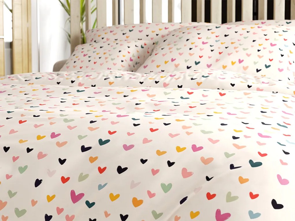 PrzytulneMieszkanie.pl PrzytulneMieszkanie.pl Pościel bawełniana DOTHEARTS POLY kremowa Rozmiar pościeli: 70 x 90 cm | 140 x 220 cm