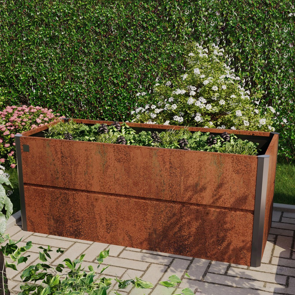 PRIMEYARD 200 x 85 x 77 cm Grządka podwyższona, stal corten, Optyka rdzy - (GFPV00787)