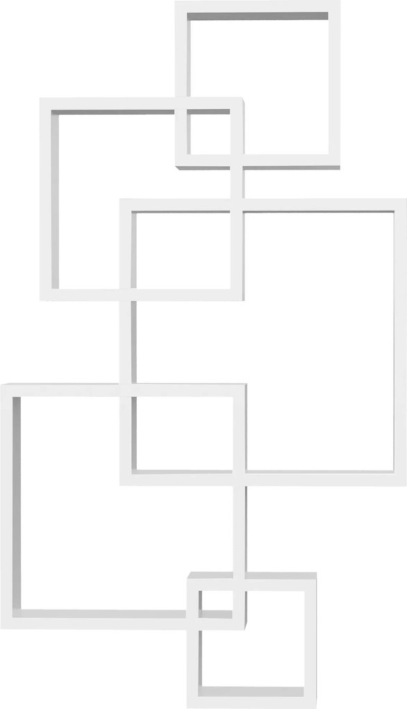 HOMCOM Regał Ścienny, Półka Wisząca, 5 Półek, Drewno Lite, Biały