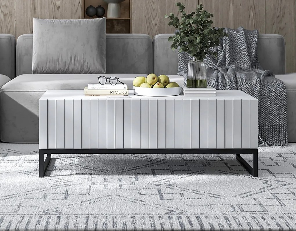 Stolik kawowy TAL 3D 110x54cm biały mat