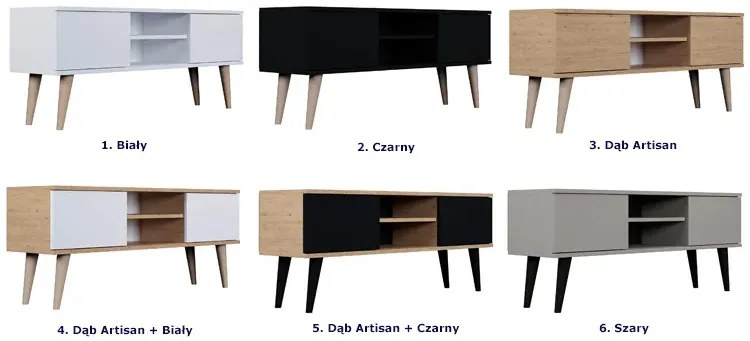 Skandynawska szafka pod telewizor dąb artisan + biały - Dubby 4X 120 cm