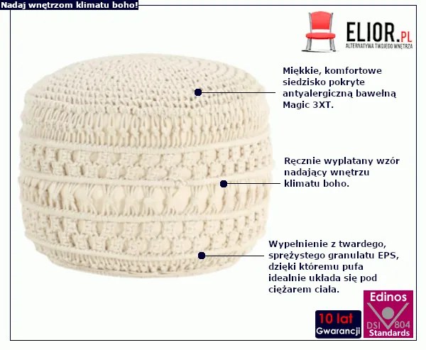 Ręcznie robiony puf z makramy R6-K99