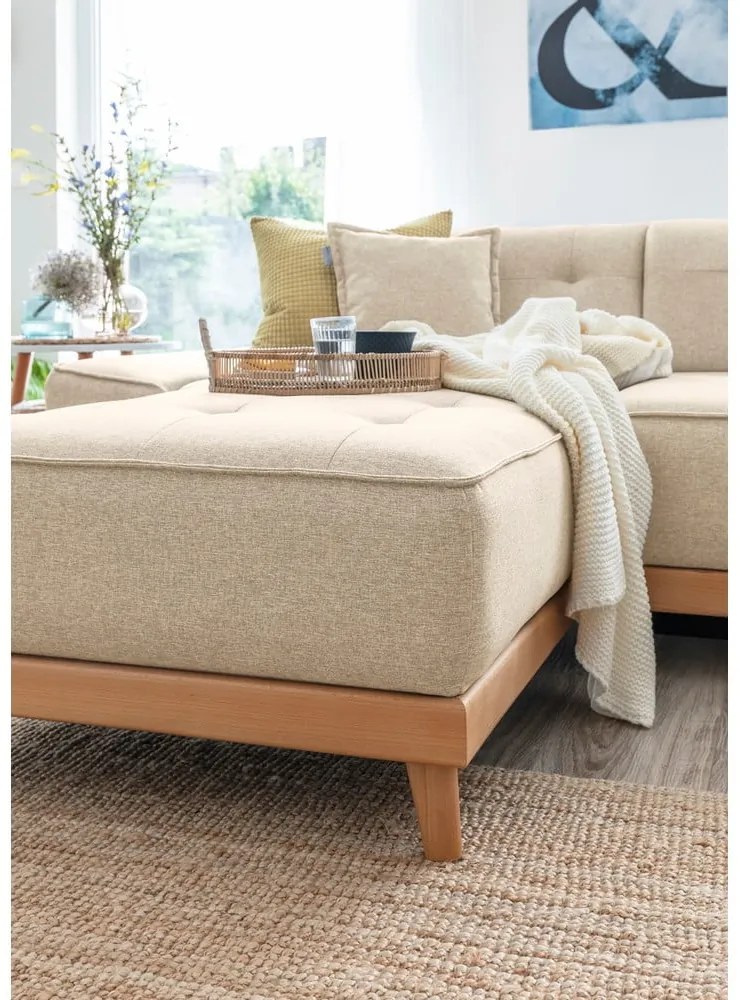 Beżowa rozkładana sofa w kształcie litery "U" Miuform Dazzling Daisy, prawostronna