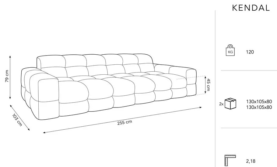 Ciemnoniebieska aksamitna sofa 255 cm Kendal – Micadoni Home