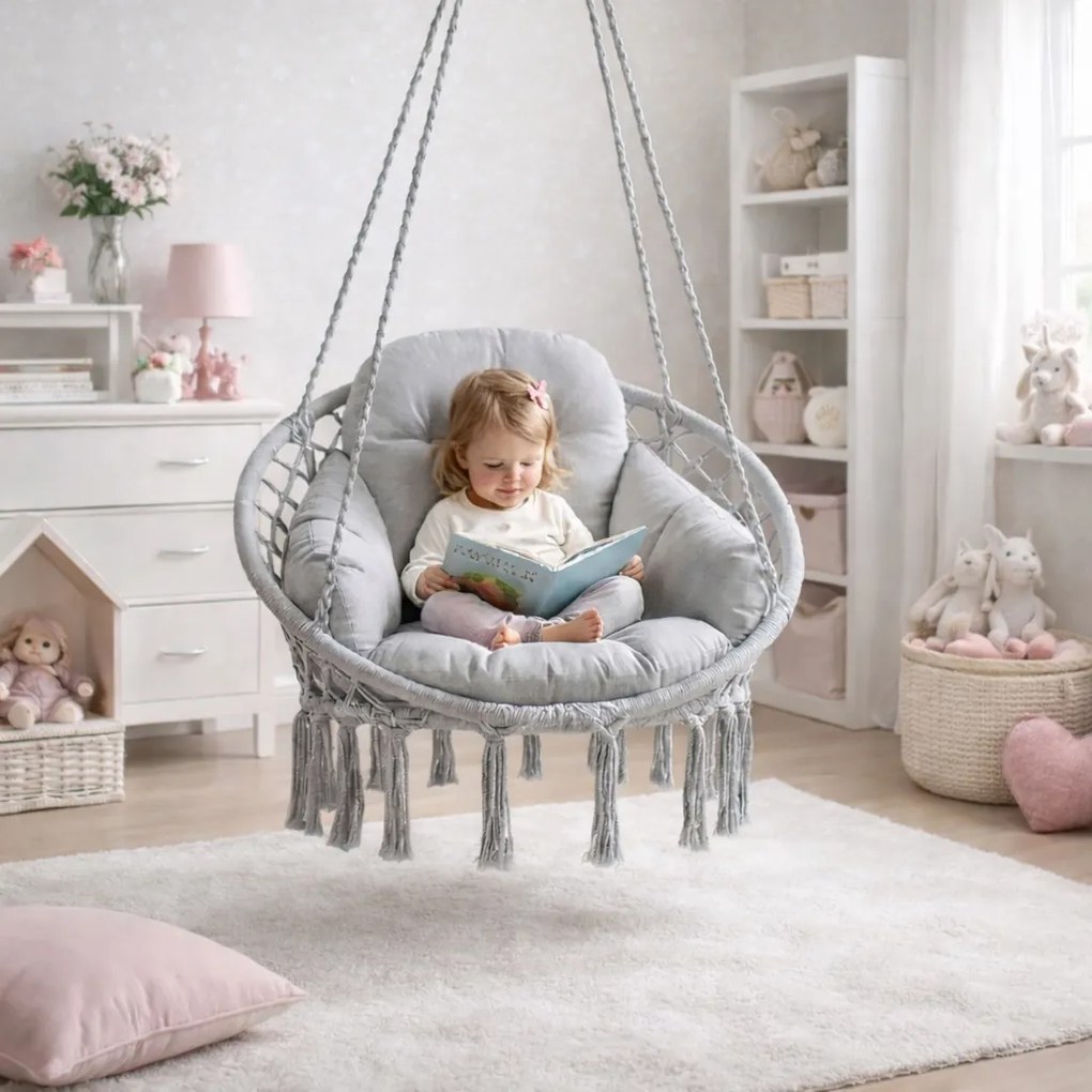 Fotel wiszący Nestio MAS-RHC-002, bocianie gniazdo do domu i ogrodu, kolor jasnoszary