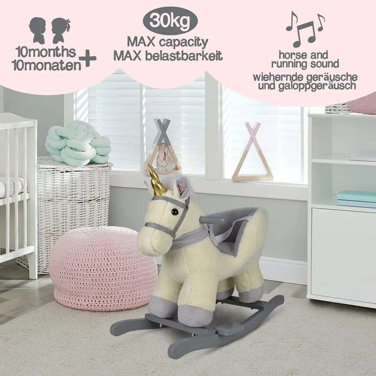 Pluszowy jednorożec na biegunach, 68 x 33 x 47 cm