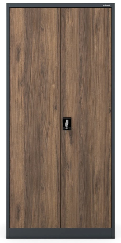 Szafa biurowa metalowa wysoka na dokumenty antracytowa/orzech, 900x1950x400 mm: JAN H Eco Design