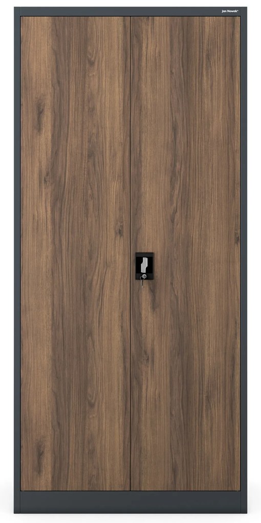 Szafa na dokumenty biurowa metalowa antracytowa/ orzech: Eco Design JAN H, 900 x 1950 x 400 mm
