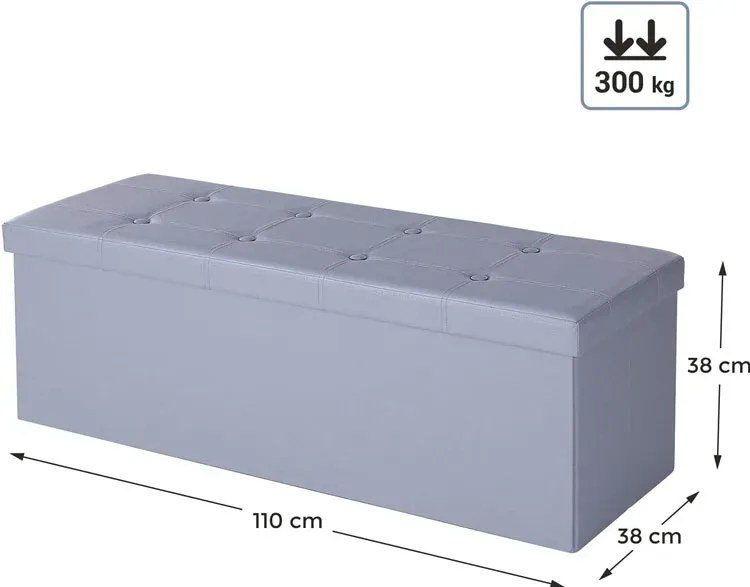 Jasnoszara pufa skórzana ze schowkiem - Teriena 5X