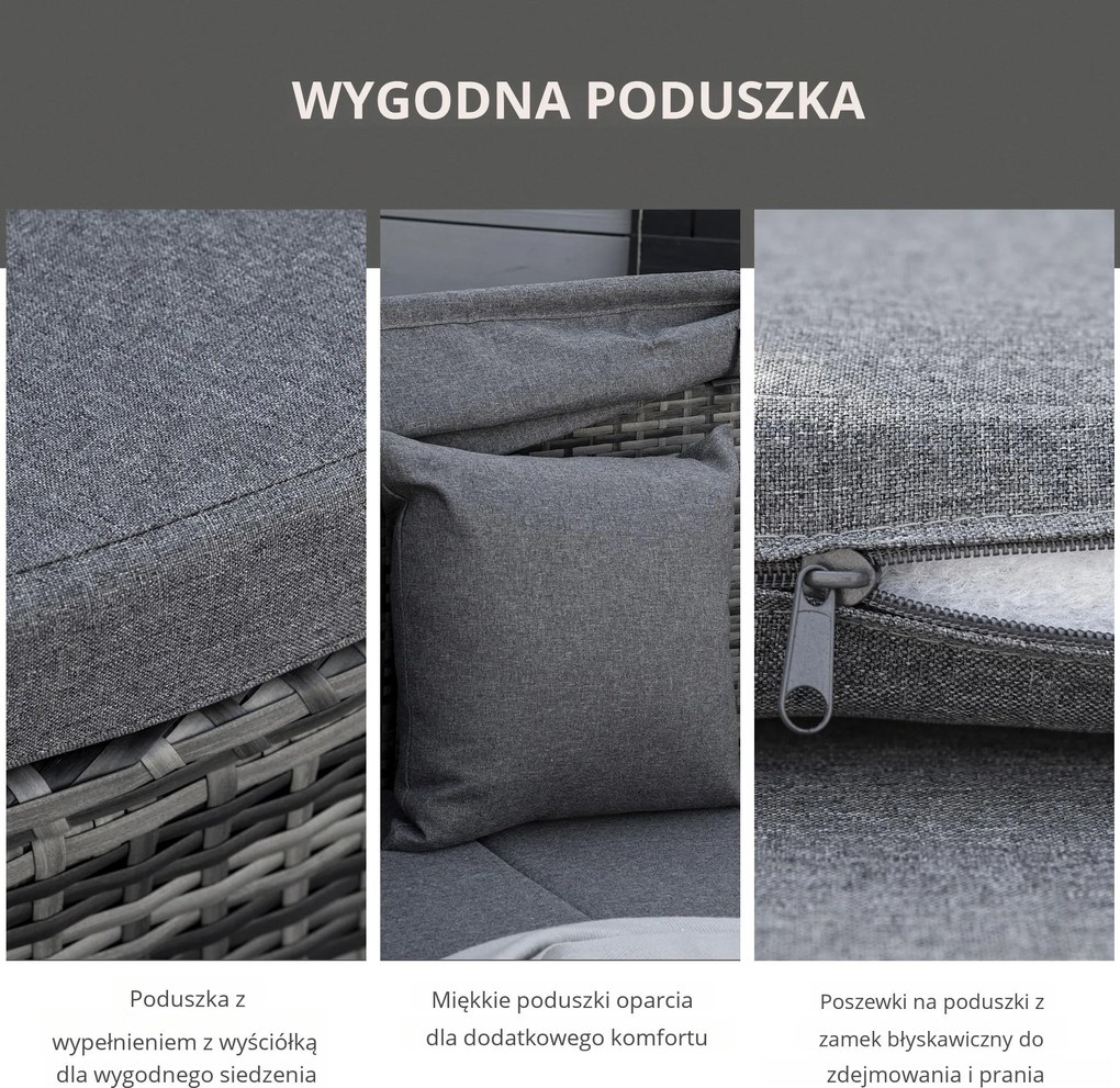 Outsunny rattanowa wyspa ogrodowa 4-częściowa z poduszkami i regulowanym baldachimem do wypoczynku | Aosom PL