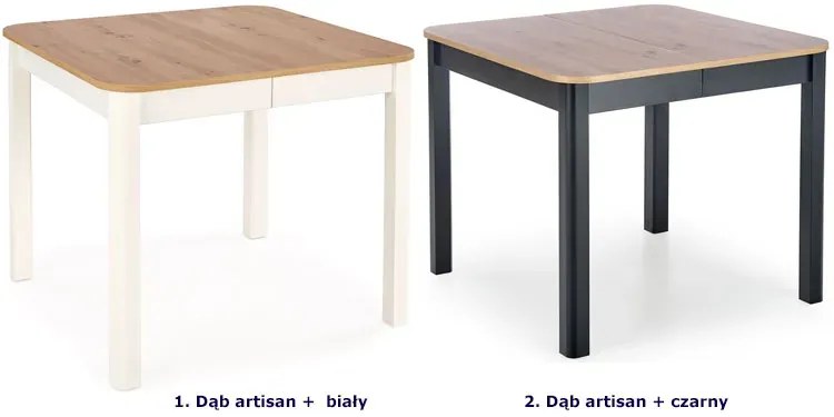 Rozkładany stół kwadratowy dąb artisan + czarny H8-M73