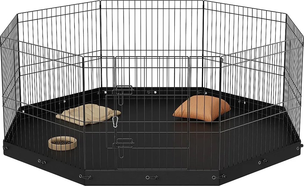 Park dla Psów SucceBuy 8-Panelowy Składany Metalowy Kojec dla Psów z Podkładką Dolną, Wys. 60.96 cm, Kojec Do Ćwiczeń