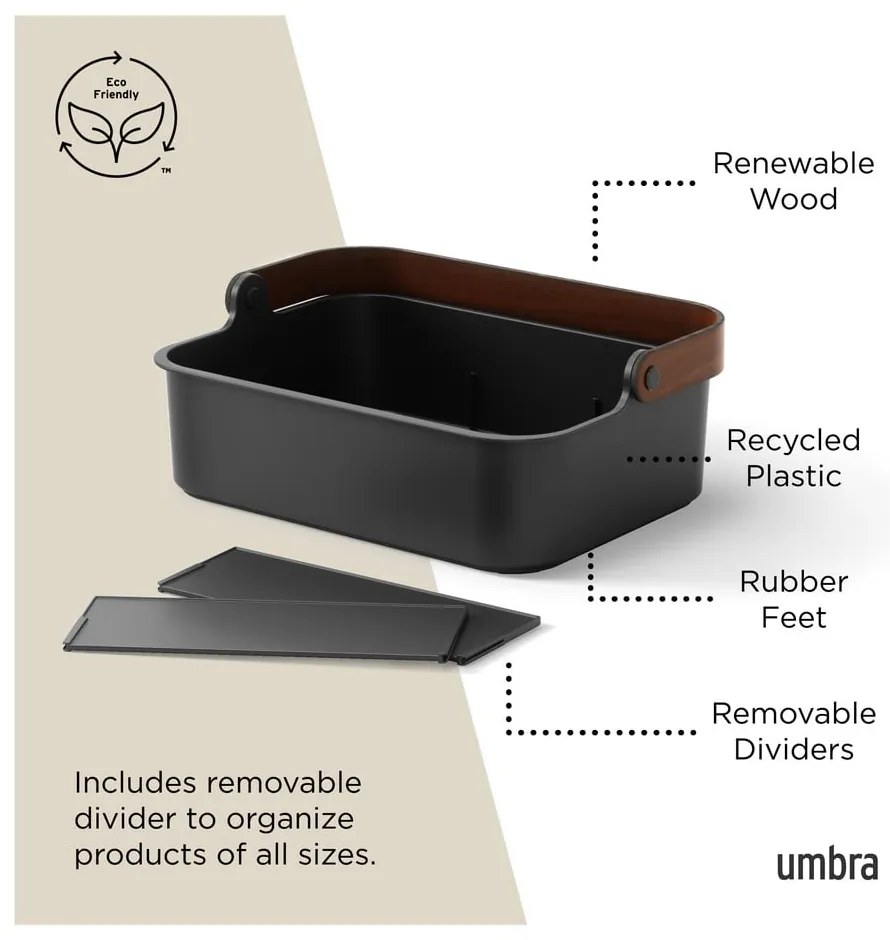 Czarny organizer łazienkowy z plastiku z recyklingu Bellwood – Umbra