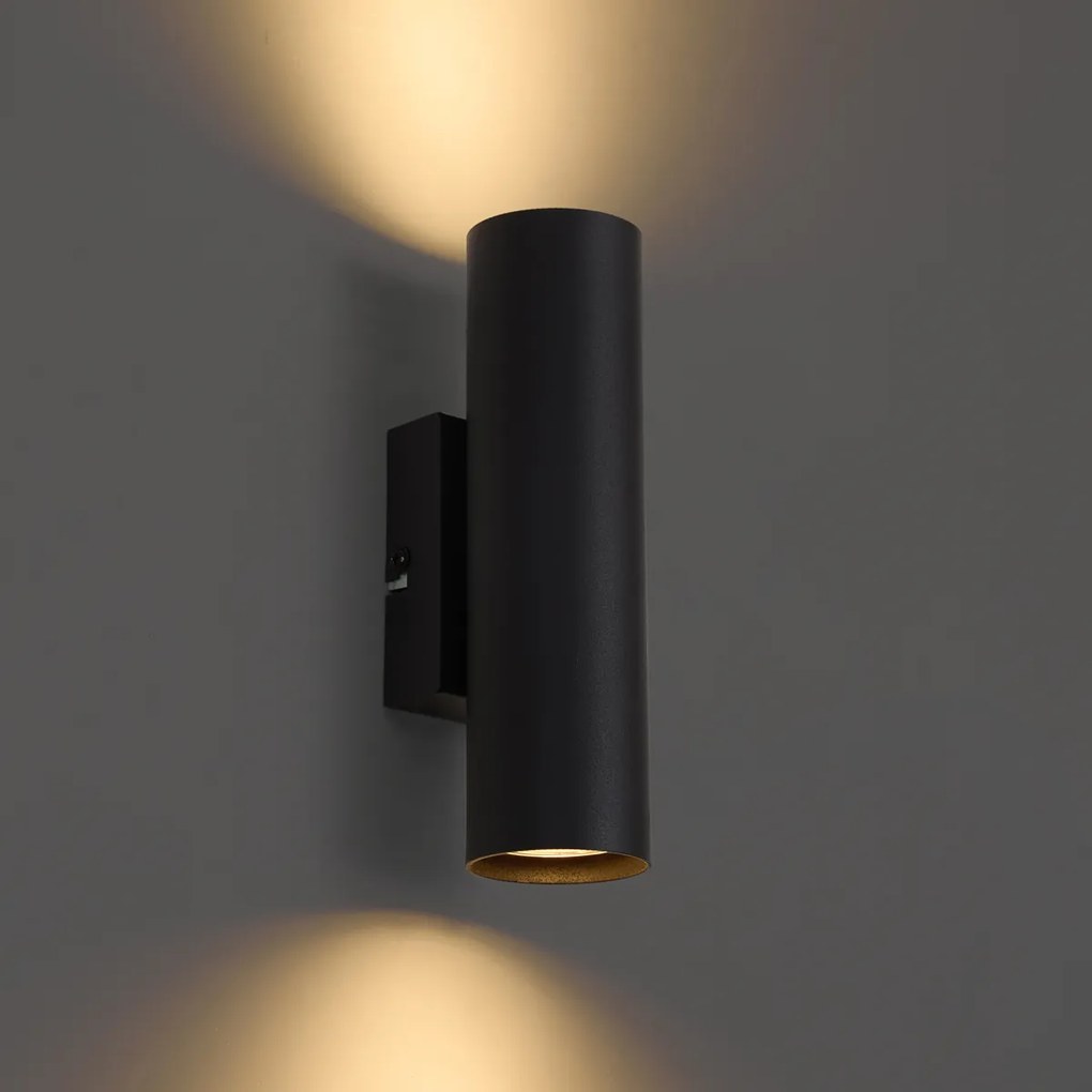 Nowoczesna lampa ścienna czarna 2-światłowa - Jeana