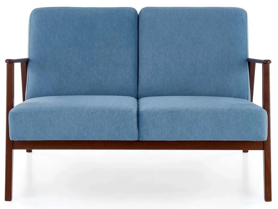Sofa MILANO 2S niebieska/orzech dwuosobowa HALMAR