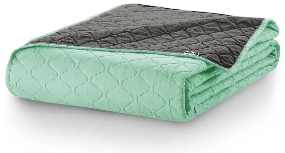 DecoKing Narzuta na łóżko Axel miętowa/stalowa,170 x 210 cm, 170 x 210 cm