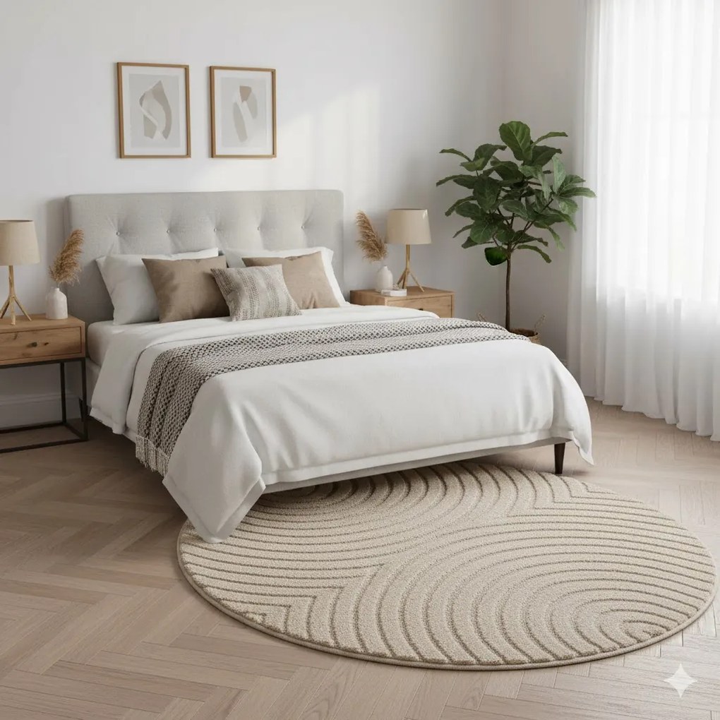 Dywan nowoczesny Art 3D Geometria beżowy 120 cm x 120 cm koło