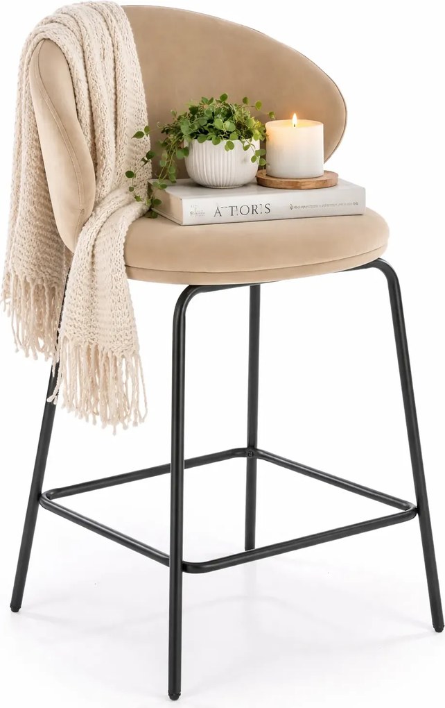 Beżowe barowe krzesło z oparciem C1-B11