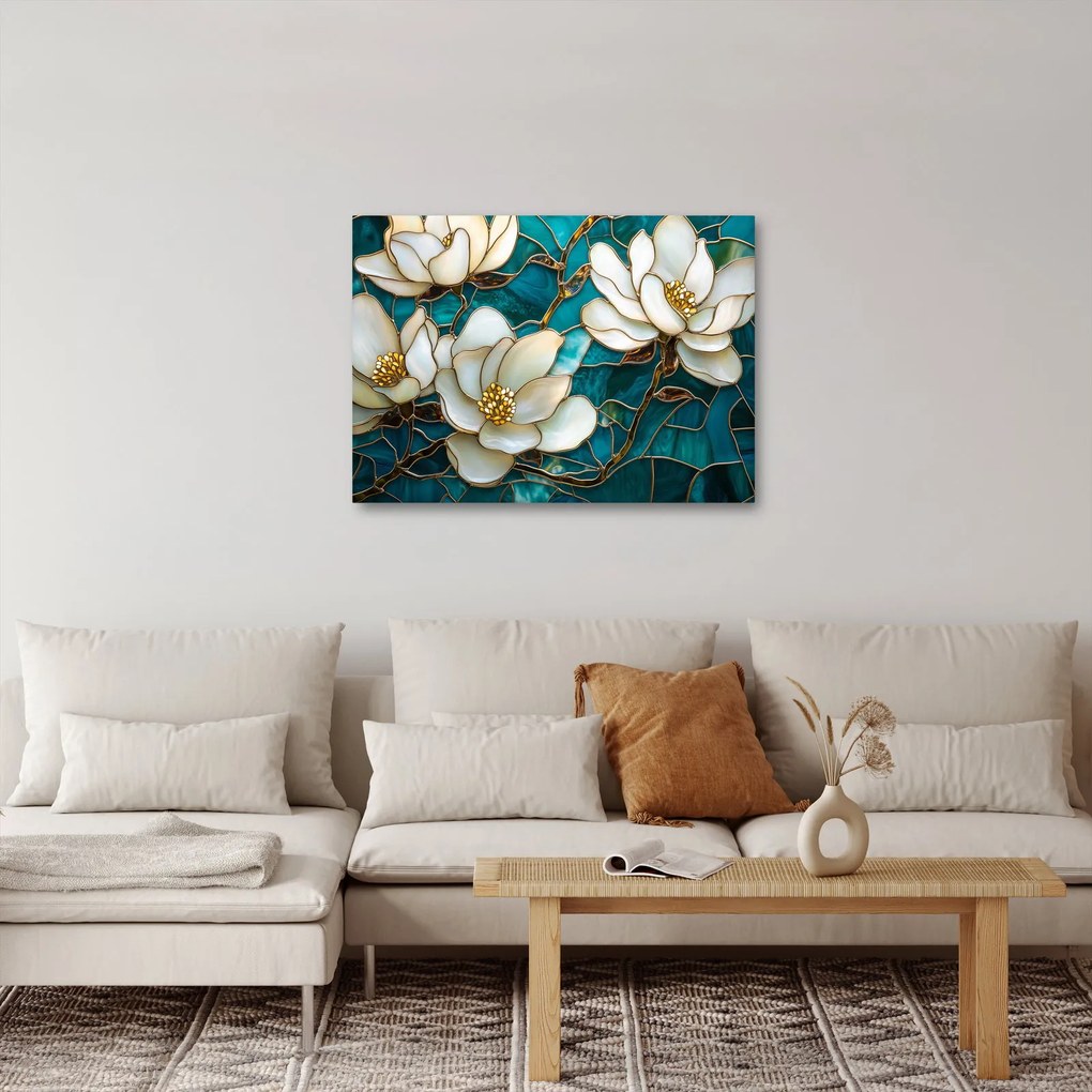 Obraz - Witraż z magnolią (70x50 cm)