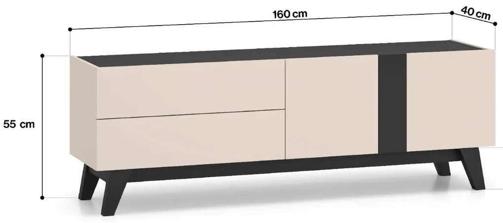 Szafka RTV FREYA 05 1D2S 160 kaszmirowa/czarna ML MEBLE