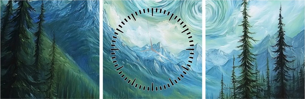 Obraz - Krajobraz z nutą Van Gogha (z zegarem) (90x30 cm)