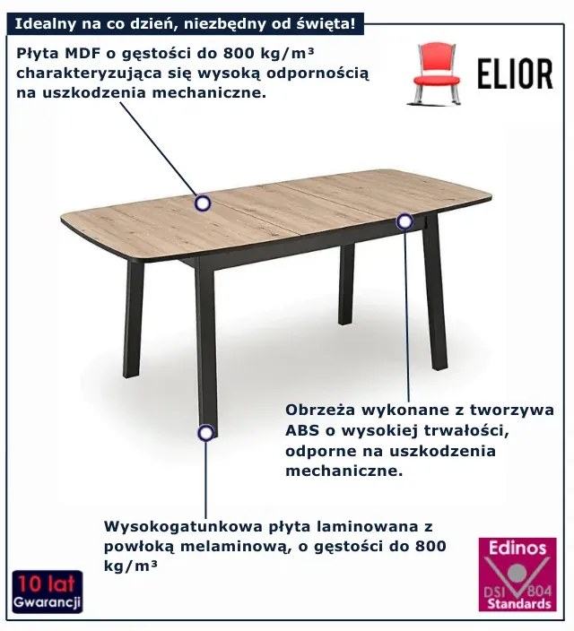 Rozkładany stół dąb aritsan + czarny  E3-B14