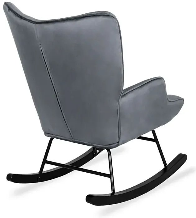 Szary welurowy fotel bujany uszak E4-R17
