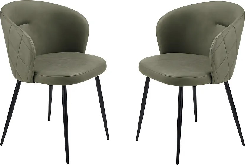 Komplet 2 zielonych krzeseł do jadalni "Boston" ze skóry ekologicznej cm 56x55 78h