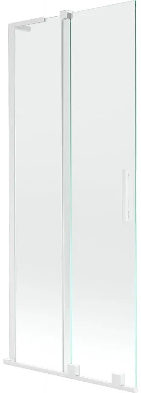Mexen Velar L parawan nawannowy 2-skrzydłowy rozsuwany 85 x 150 cm, transparent, biały - 896-085-003-01-20