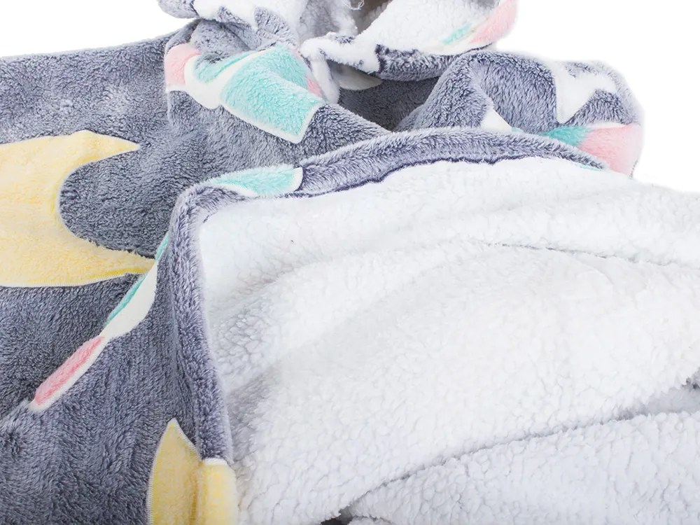 Dziecięca świecąca bluza kocowa z rękawami i kapturem SHINING OWL szara