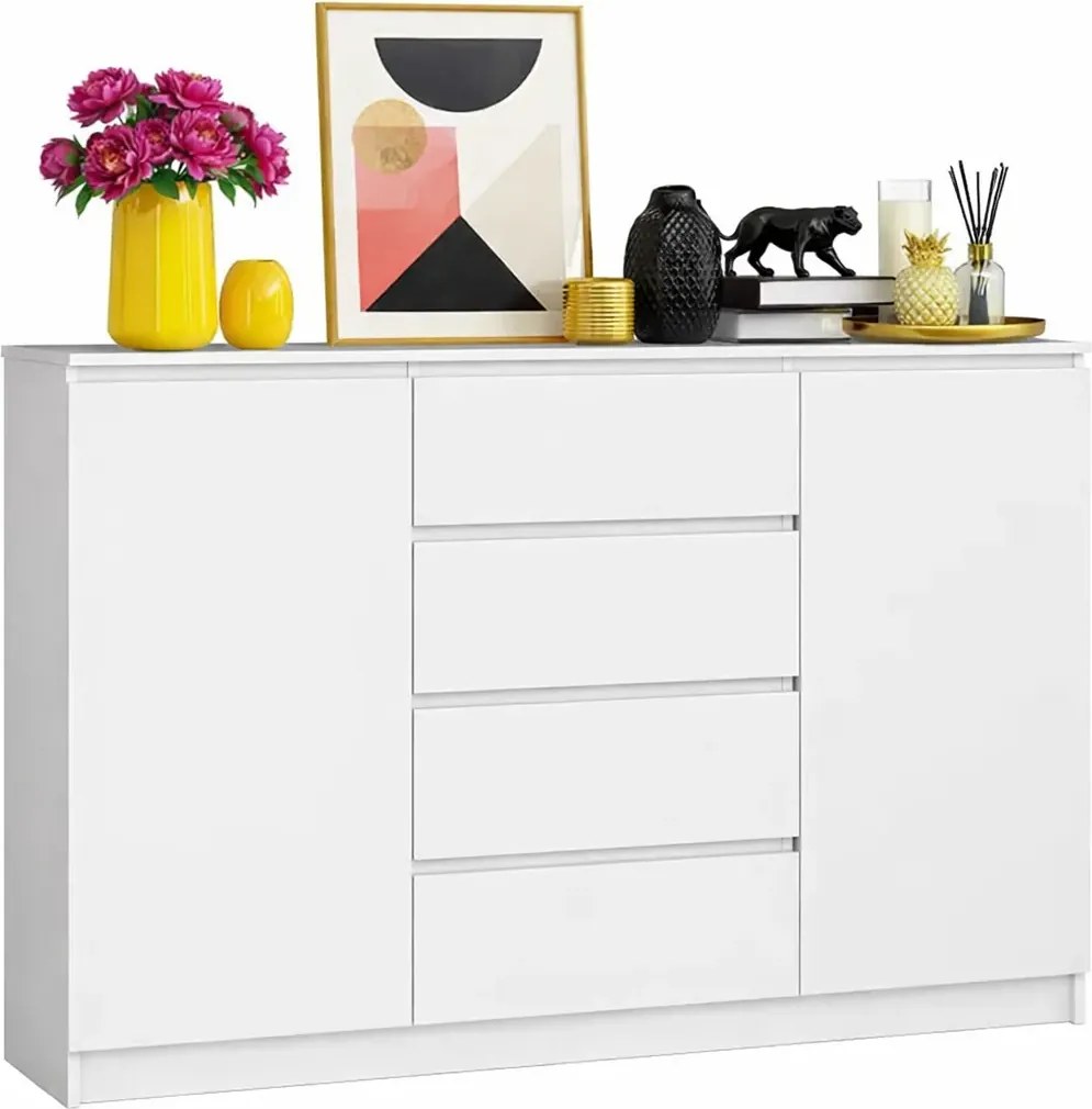 Biała komoda z szufladami i półkami K8-W53