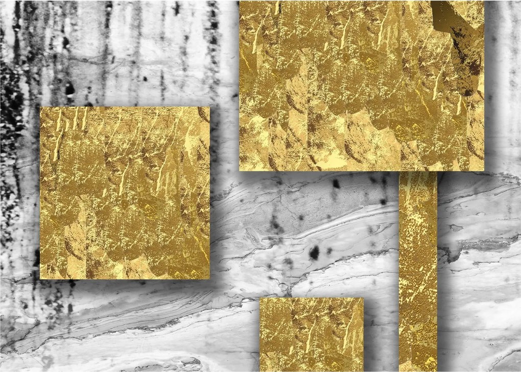 Obraz - Złote kwadraty N⁰3 (70x50 cm)
