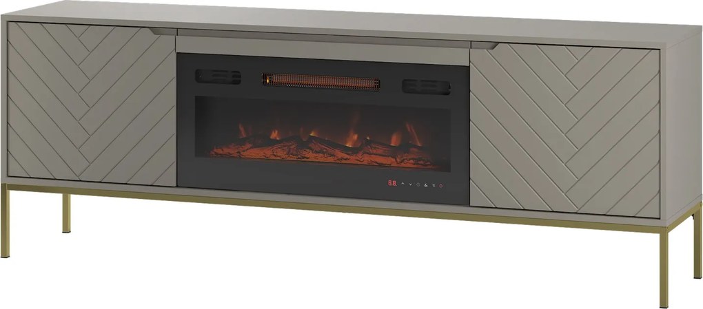 Szafka RTV z kominkiem Aspen 02 cashmere/złoty 180 cm