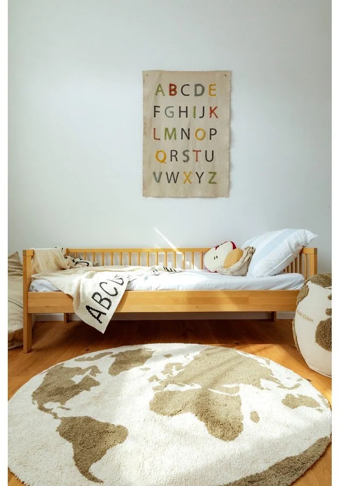 Zielono-kremowy bawełniany dywan dziecięcy odpowiedni do prania/tkany ręcznie ø120 cm World Map – Lorena Canals