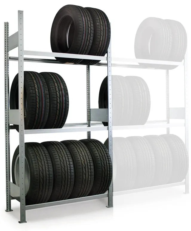 Regały do magazynowania opon, 2500x1000x400 mm, podstawowy