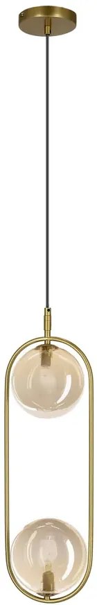 Mosiężna lampa z podwójnymi bursztynowymi kloszami - M081 S1-C20