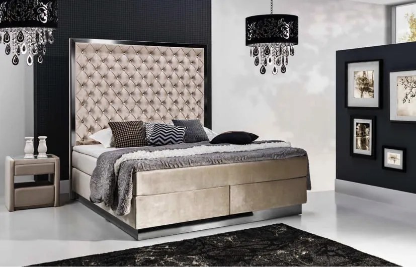 Łóżko kontynentalne 700 ramką metalową - New Elegance