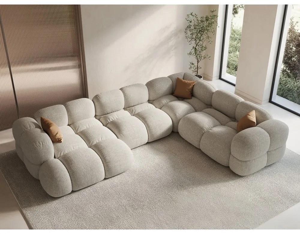 Beżowy narożnik (prawostronny/w kształcie litery U) Loretto – Cosmopolitan Design