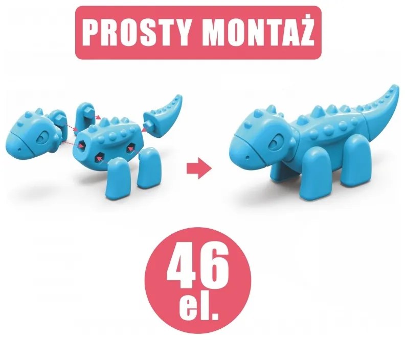 Woopie zestaw konstrukcyjny 2w1 gra planszowa dinozaury + kostka 46 el.