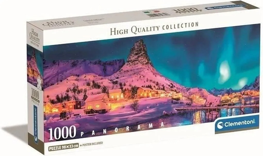 Puzzle panoramic Clementoni 1000 elementów - Wyspy Lofoty, 98x33 cm, wysokiej jakości wielokolorowy nadruk, dla dorosłych