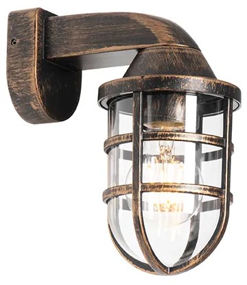 Winylowa lampa ścienna zewnętrzna antyczne złoto IP54 - Joeri