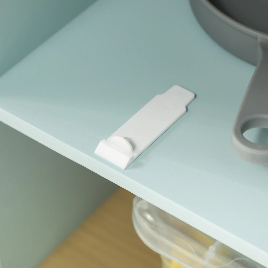 AIYAPLAY Zestaw kuchenny dla dzieci z mikrofalówką, kuchenką i piekarnikiem, akcesoria kuchenne, MDF, stal nierdzewna, Niebieski