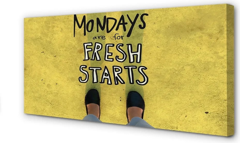 Obraz drukowany na płótnie Napis na Żółtym Tle