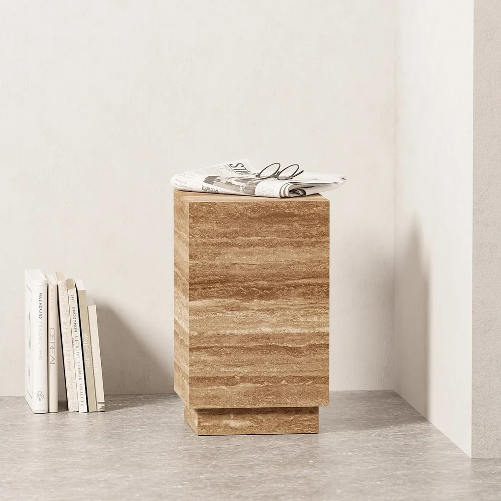 Stolik pomocniczy z trawertynu – orzech – Heron Tall