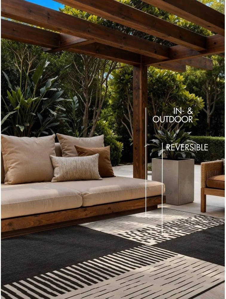 Czarno-kremowy dywan odpowiedni na zewnątrz 160x230 cm Haringey Acacia – Ted Baker