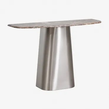 Konsola Do Przedpokoju 120x40 Cm Z Kamienia Naturalnego I Stali Nierdzewnej Moreila Brązowy Marmur Emperador - Sklum