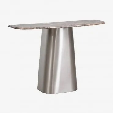 Konsola Do Przedpokoju 120x40 Cm Z Naturalnego Kamienia I Stali Nierdzewnej Moreila Brązowy Marmur - Sklum